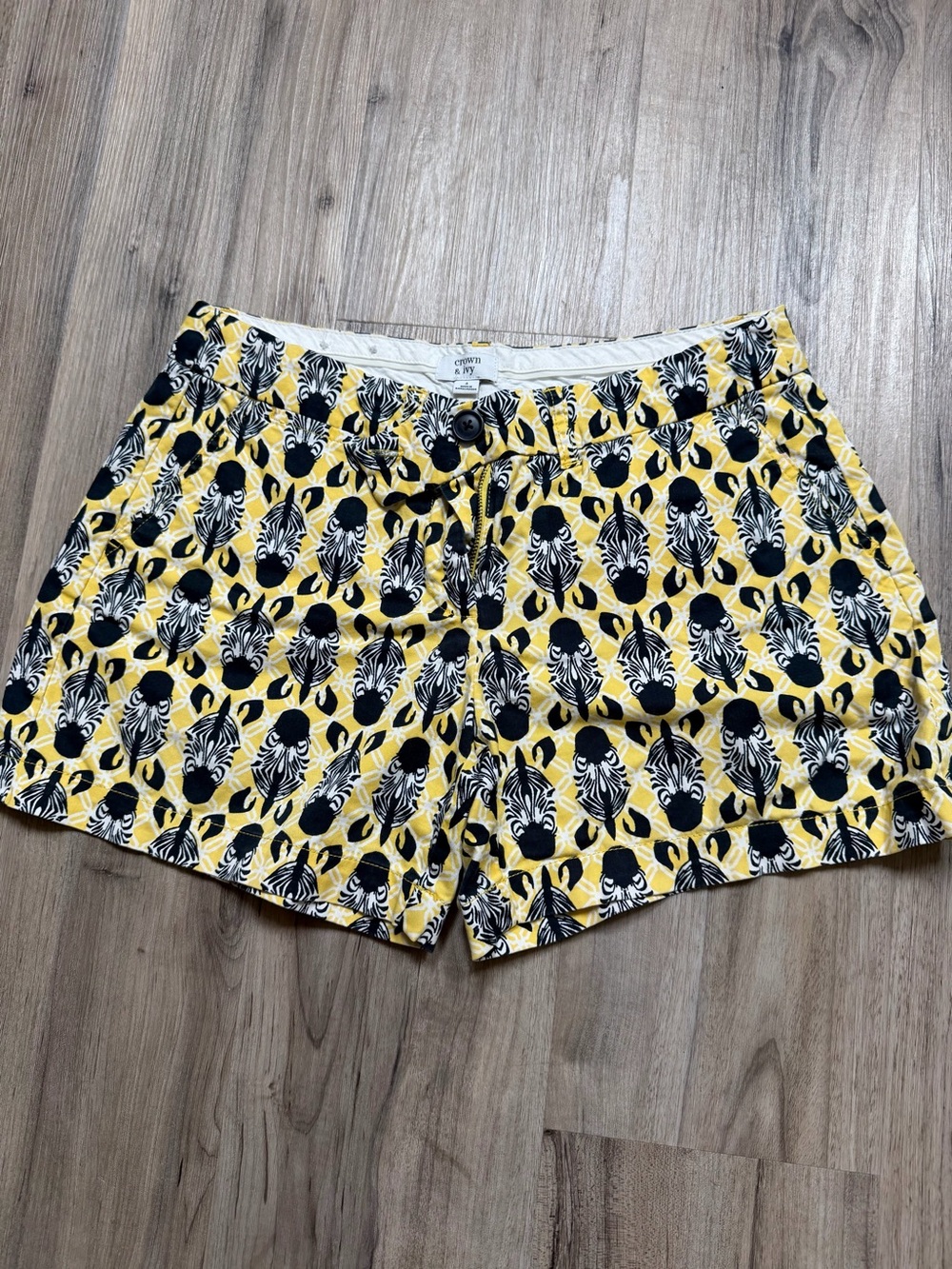 crown & ivy Yellow and Black Zebra Print Women's Shorts